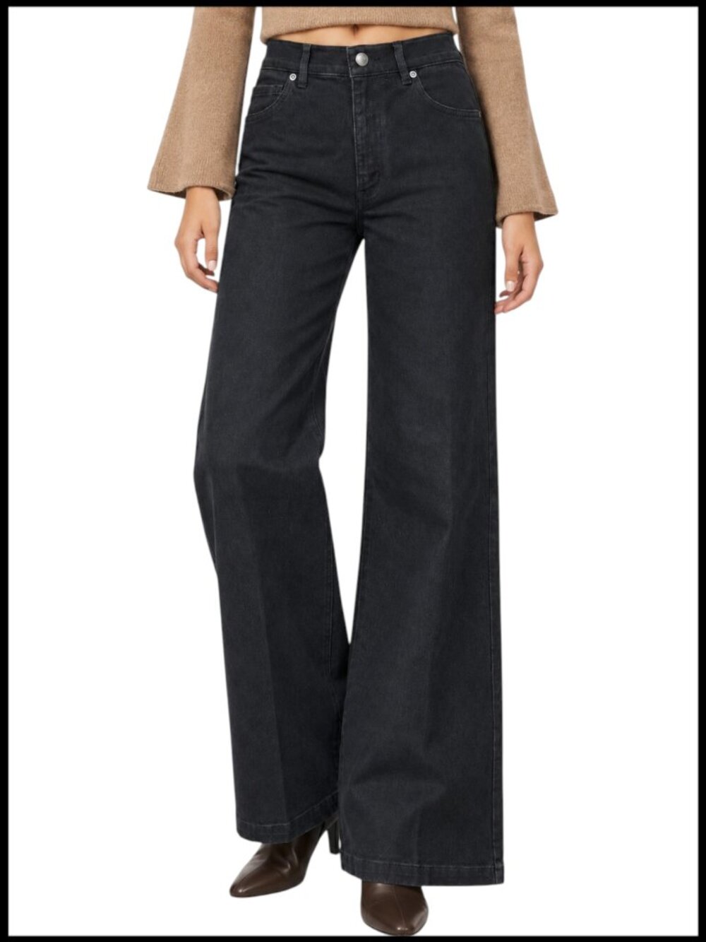 J McLaughlin Charter Jeans Black High Rise Wide Leg 4 S